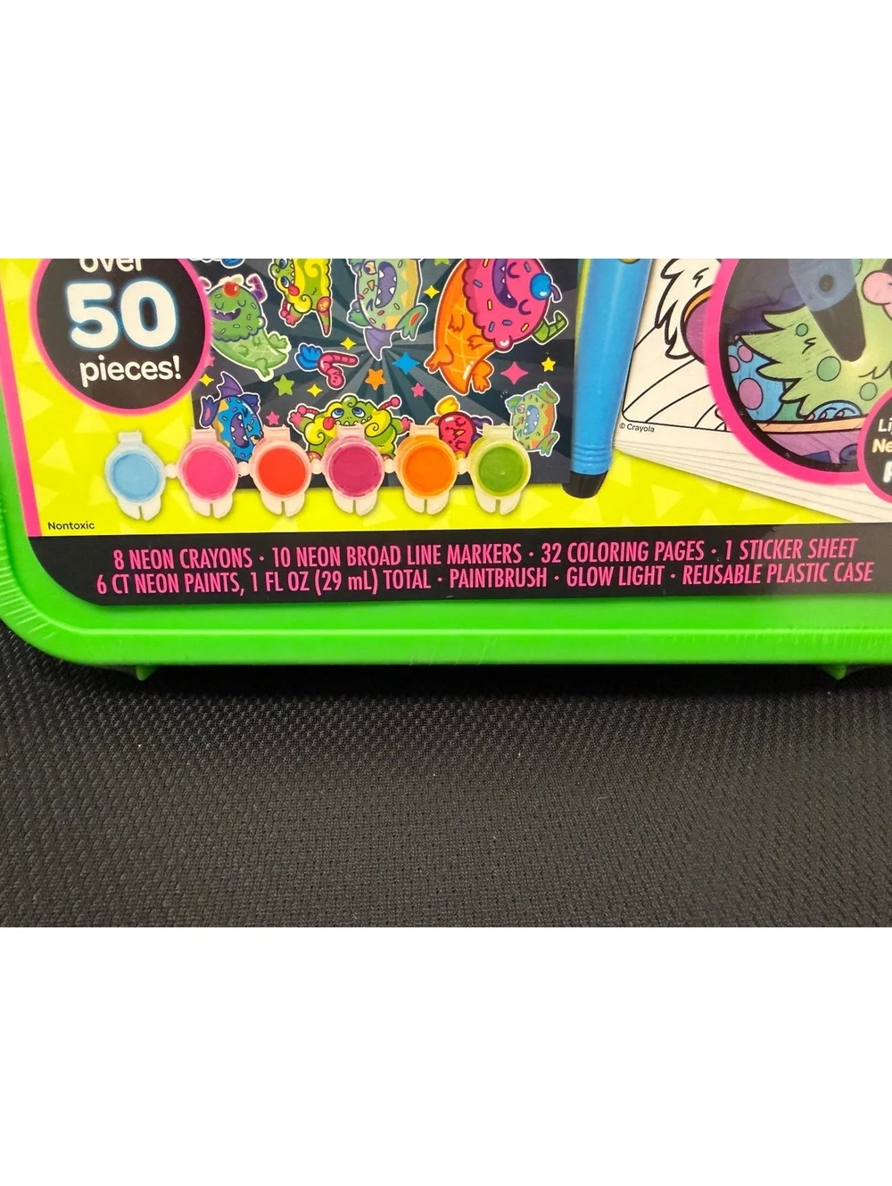 Crayola Neon Art Case Set Glow Light Markers Crayons Paint 50+ Pcs Plastic NIP